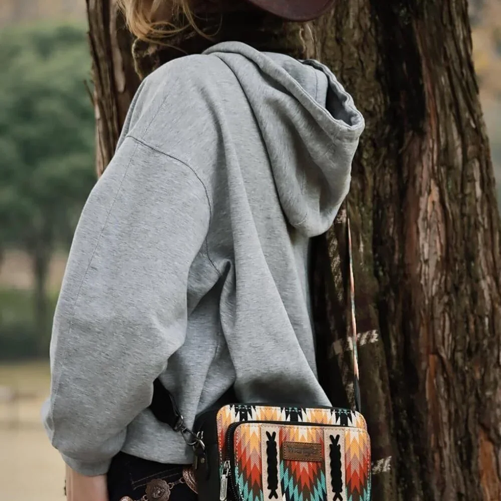 Crossbody Bag Canvas Cotton Multi Pocket Womens Wallet Shoulder Handbag
